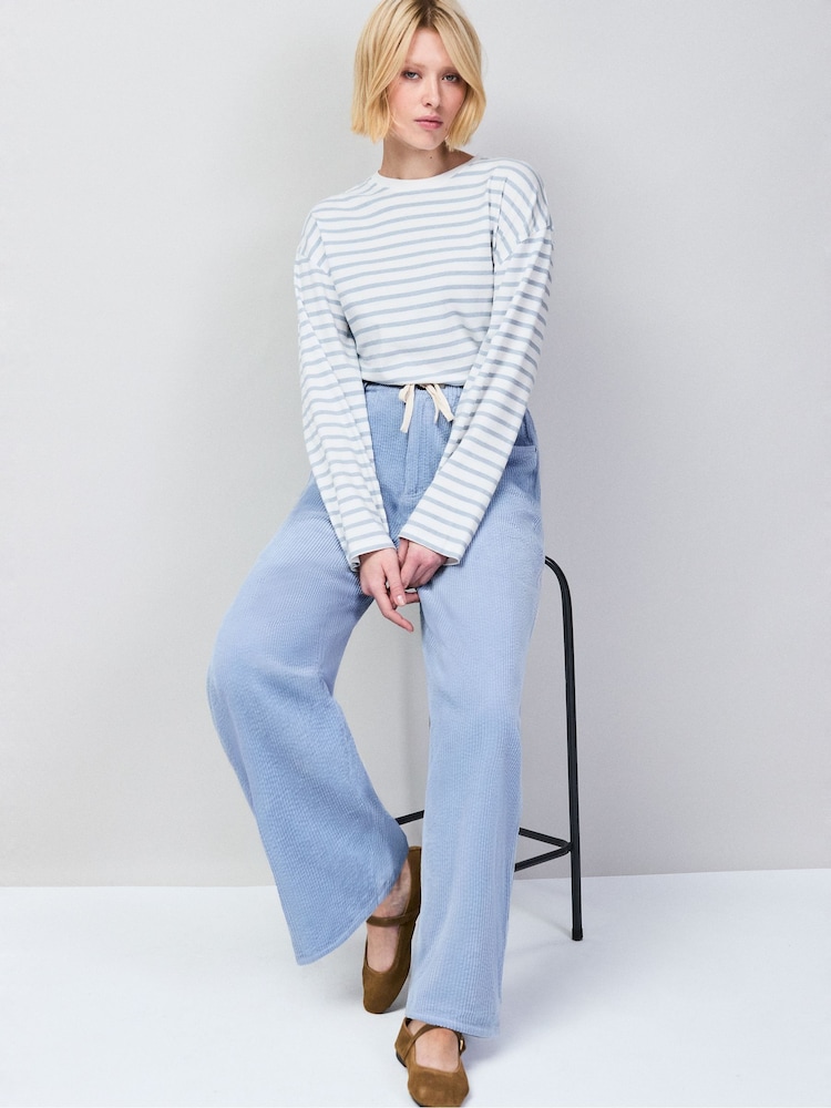 Ro&Zo Blue Cord Drawstring Waist Trousers - Image 2 of 6