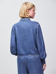 Ro&Zo Blue Tencel Denim Cropped Shirt - Image 2 of 5