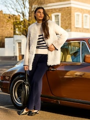 Ro&Zo White Faux Fur Longline Gilet - Image 3 of 6