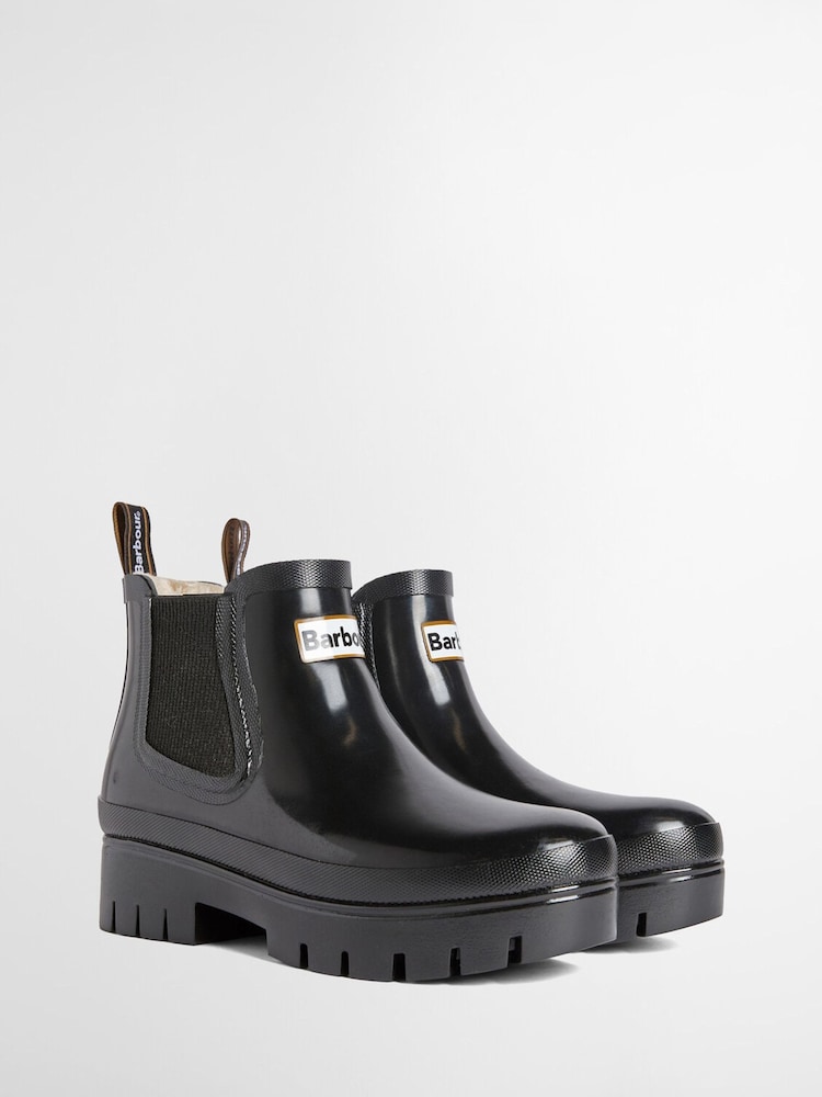 Barbour® Black Halton Faux-Fur Lined Ankle Wellies - Image 2 of 5 Barbour® Black Halton Faux-Fur Lined Ankle Wellies - Image 2 of 5