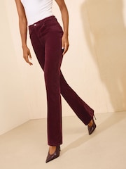 Friends Like These Burgundy Red Bootcut Corduroy Trousers - Image 1 of 4