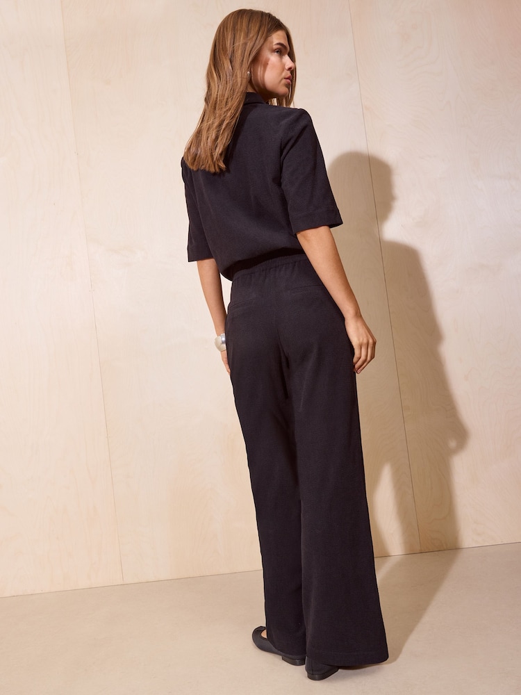 Friends Like These Black Elasticated Wide Leg Corduroy Trousers - Image 4 of 4