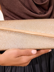 Lipsy Gold Glitter Asymetric Clutch Bag - Image 3 of 7