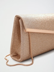 Lipsy Gold Glitter Asymetric Clutch Bag - Image 6 of 7