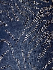 Friends Like These Indigo Blue Zebra Premium Embellished Everyday Wide Leg Denim Jeans - Image 3 of 6