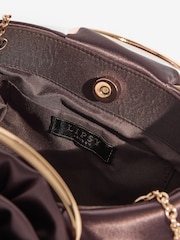 Lipsy Chocolate Brown Satin Corsage Top Handle Bag - Image 7 of 7