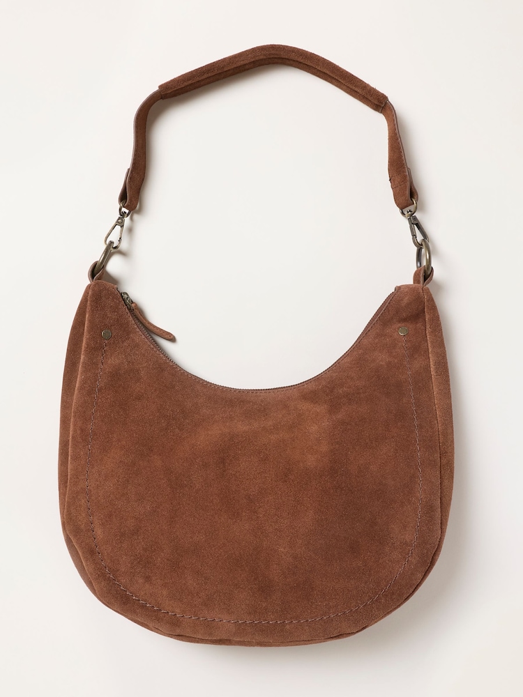 FatFace Harper Chestnut Brown Suede Shoulder Bag - Image 1 of 3