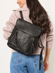 FatFace Lottie Black Leather Backpack - Image 1 of 5
