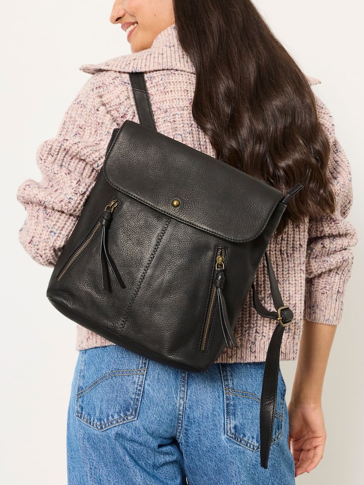 FatFace Lottie Black Leather Backpack - Image 1 of 5 FatFace Lottie Black Leather Backpack - Image 1 of 5
