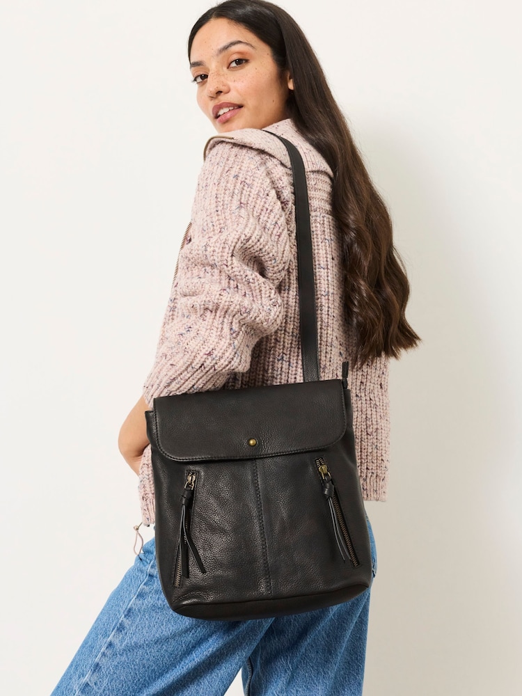 FatFace Lottie Black Leather Backpack - Image 2 of 5 FatFace Lottie Black Leather Backpack - Image 2 of 5