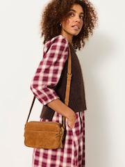 FatFace Tan Brown Sophie Suede Camera Bag - Image 1 of 4