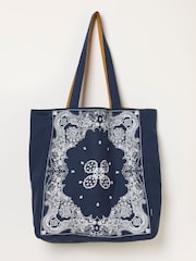 FatFace Navy Bandana Reversible Tote Bag - Image 1 of 3