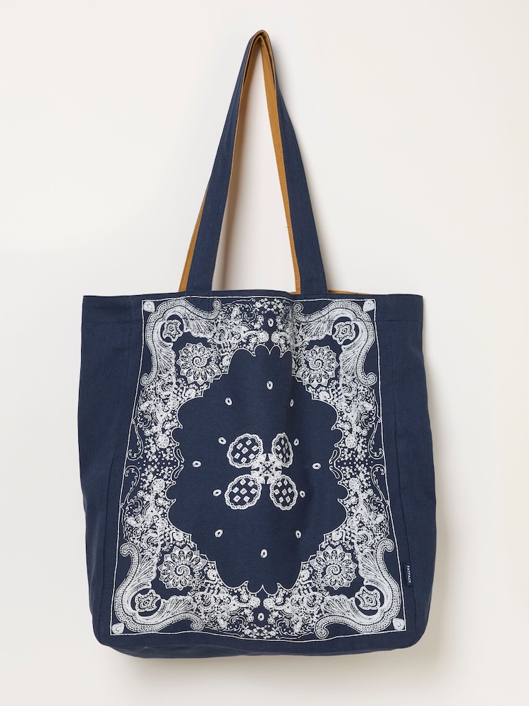 FatFace Navy Bandana Reversible Tote Bag - Image 1 of 3