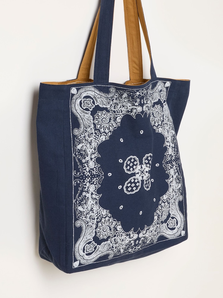 FatFace Navy Bandana Reversible Tote Bag - Image 3 of 3