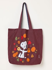 FatFace Burgundy Red Snoopy Reversible Tote Bag - Image 1 of 3