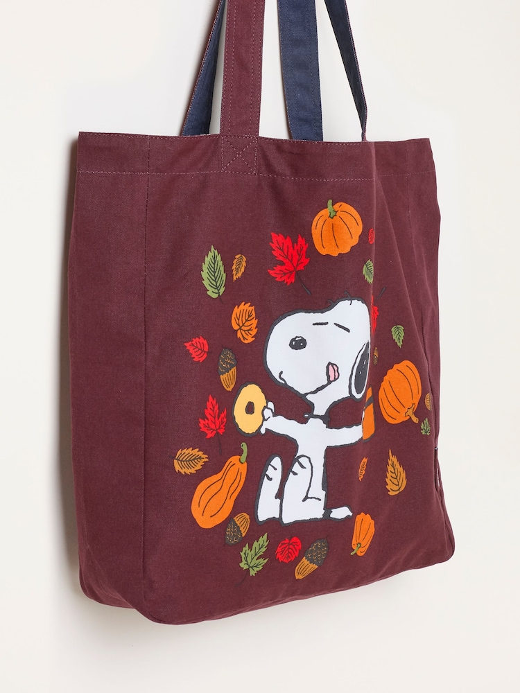 FatFace Burgundy Red Snoopy Reversible Tote Bag - Image 3 of 3