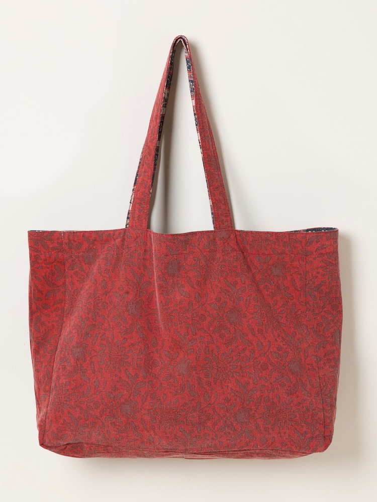 Borsa tote reversibile FatFace a righe con stampa floreale - Immagine 2 di 3