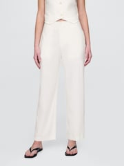 Gap White Linen Blend Relaxed Straight Trousers - Image 1 of 4