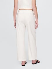 Gap White Linen Blend Relaxed Straight Trousers - Image 2 of 4