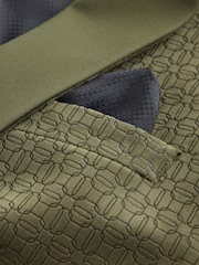 Olive Green Geometric Regular Fit Patterned Velvet Blazer - Image 9 of 12