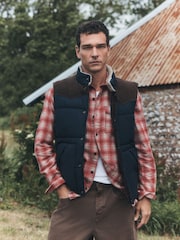 Navy Puffer Quilted Western Style Gilet - Image 4 of 11