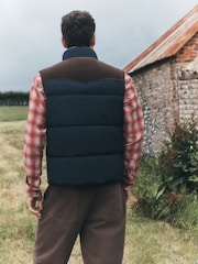 Navy Puffer Quilted Western Style Gilet - Image 8 of 11