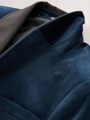 Navy Blue Regular Fit Velvet Blazer - Image 7 of 9