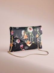 Black Printed Floral - B by Ted Baker Clutch Bag With Chain - Εικόνα 1 από 6