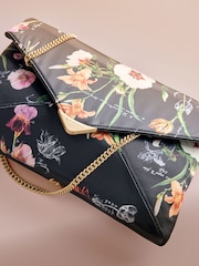 Black Printed Floral - B by Ted Baker Clutch Bag With Chain - Εικόνα 3 από 6