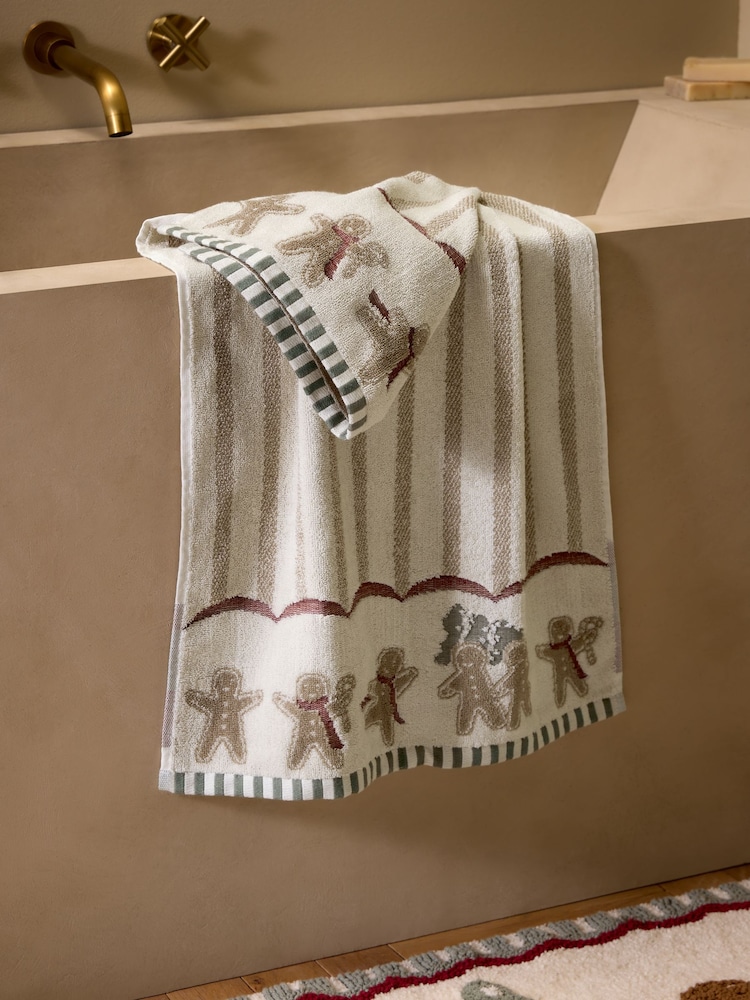 Natural Christmas Gingerbread Bale Towel - Image 1 of 3