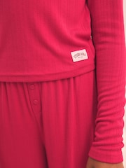Red Pointelle Henley Wide Leg Pyjamas 1 Pack (3-16yrs) - Image 5 of 9