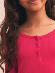 Red Pointelle Henley Wide Leg Pyjamas 1 Pack (3-16yrs) - Image 6 of 9
