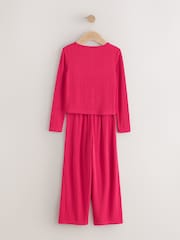 Red Pointelle Henley Wide Leg Pyjamas 1 Pack (3-16yrs) - Image 7 of 9