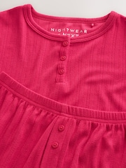 Red Pointelle Henley Wide Leg Pyjamas 1 Pack (3-16yrs) - Image 8 of 9
