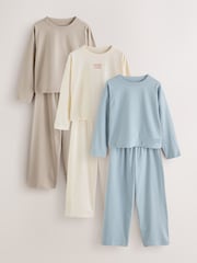 Neutral/Turquoise Wide Long Leg Pyjamas 3 Pack (3-16yrs) - Image 1 of 10
