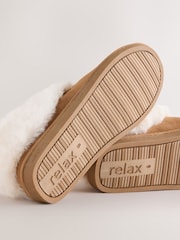 Tan Brown Suede Faux Fur Lined Mini Boot Slippers - Image 6 of 6