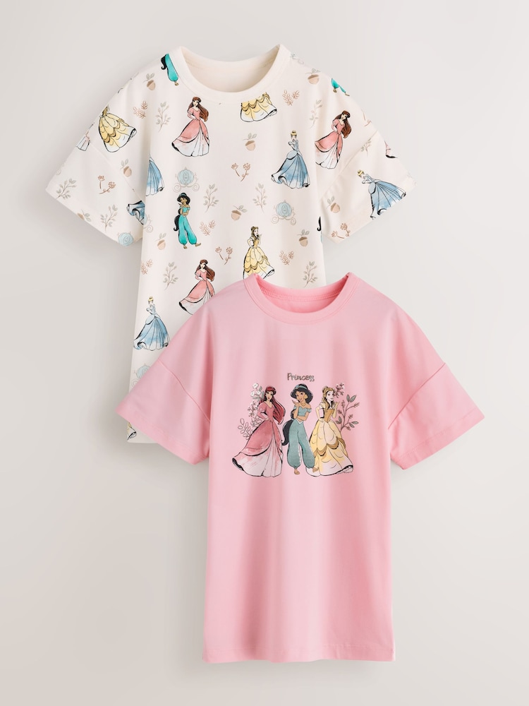 Pink/White Princess Nighties 2 Pack (2-12yrs) - Image 2 of 9 Pink/White Princess Nighties 2 Pack (2-12yrs) - Image 2 of 9