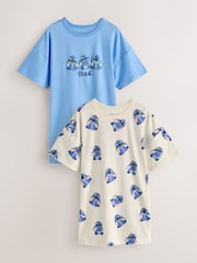 Blue/White Stitch Nighties 2 Pack (2-14yrs) - Image 1 of 6