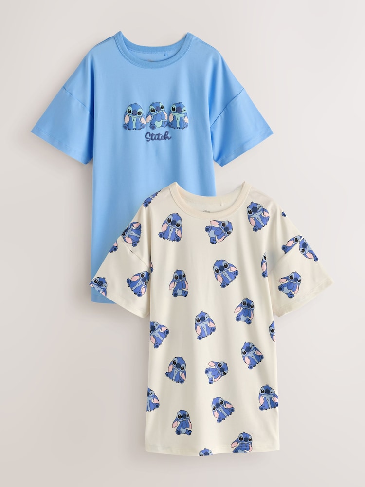 Blue/White Stitch Nighties 2 Pack (2-14yrs) - Image 1 of 6