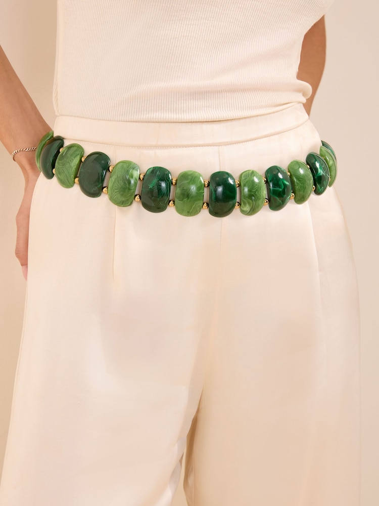 Friends Like These Dark Green Resin Chain Belt - Image 1 of 4