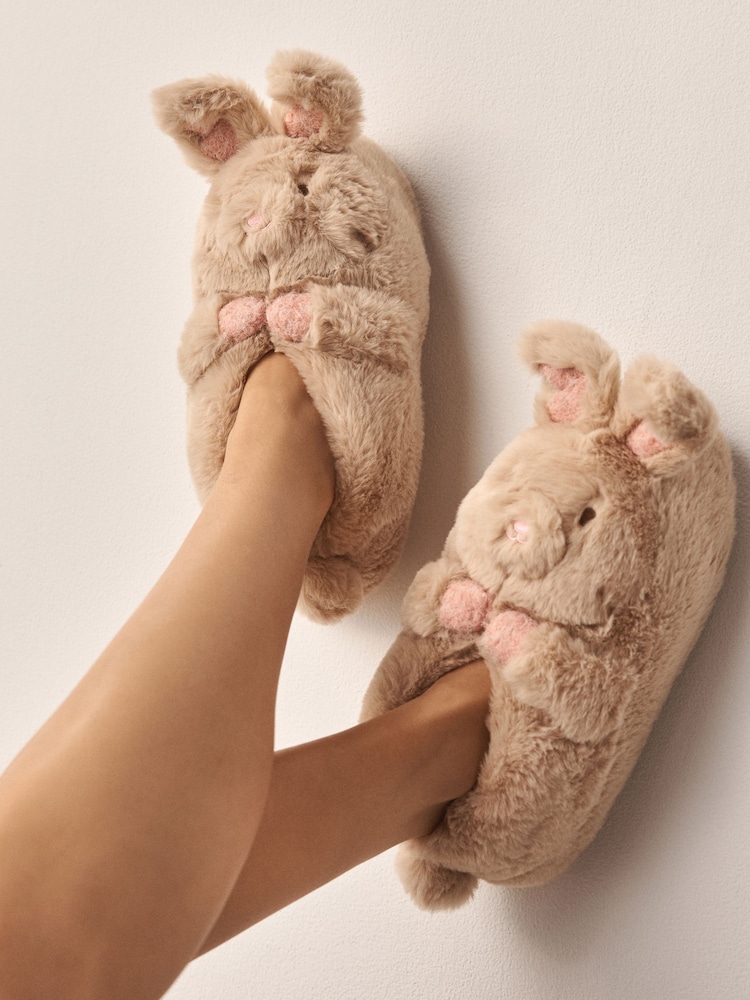 Neutral 3D Bunny Mini Boot Slippers - Image 1 of 8 Neutral 3D Bunny Mini Boot Slippers - Image 1 of 8