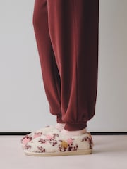 White/Pink Floral Borg Mini Boot Slippers - Image 3 of 5