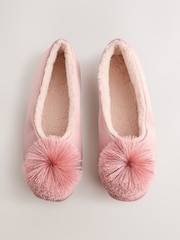 Pink Pom Pom Ballet Slippers - Image 1 of 6