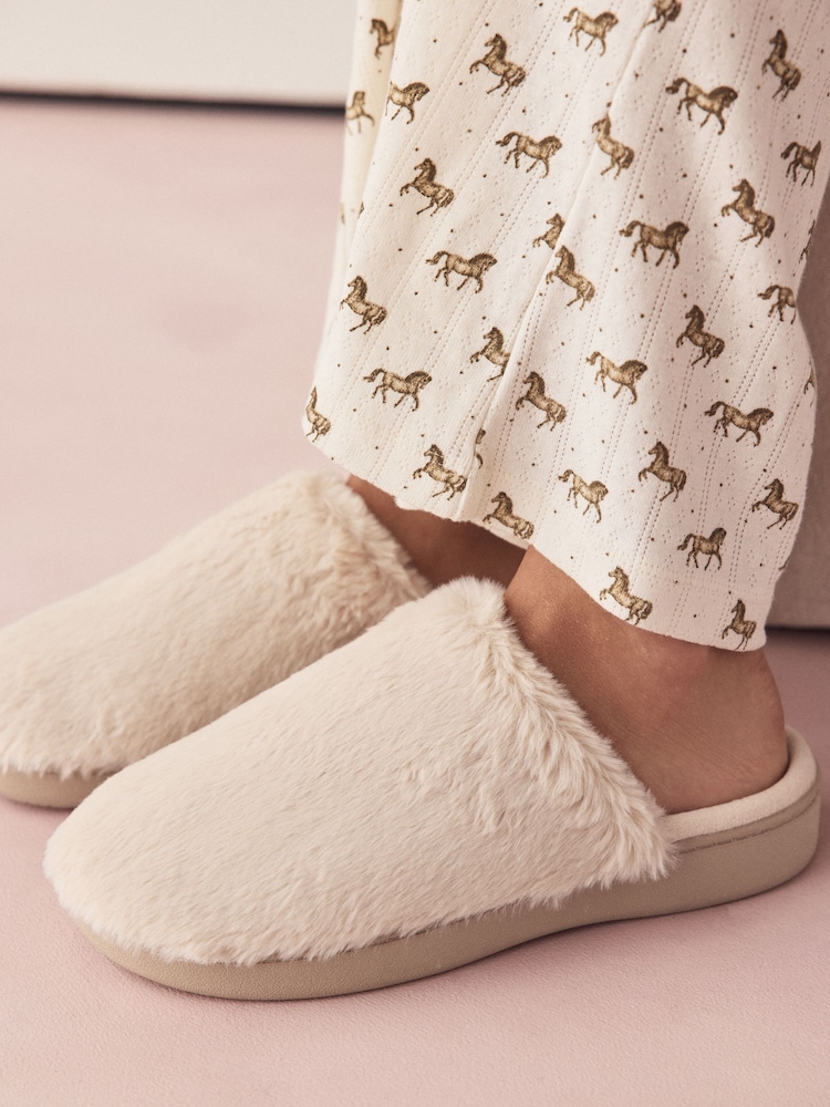 Cream - Mule Fur Slippers With Arch Support - Larawan 1 ng 5 Cream - Mule Fur Slippers With Arch Support - Larawan 1 ng 5