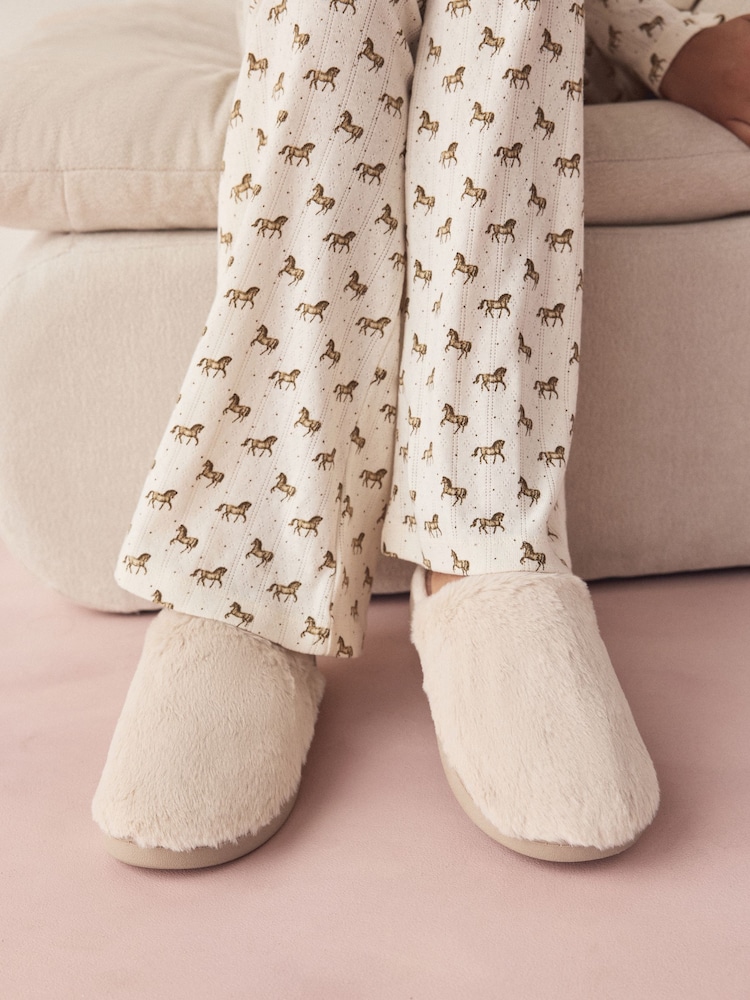 Cream - Mule Fur Slippers With Arch Support - Larawan 2 ng 5 Cream - Mule Fur Slippers With Arch Support - Larawan 2 ng 5