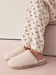Cream - Mule Fur Slippers With Arch Support - Larawan 5 ng 5