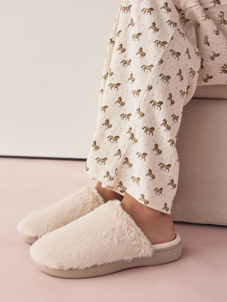 Cream - Mule Fur Slippers With Arch Support - Larawan 5 ng 5 Cream - Mule Fur Slippers With Arch Support - Larawan 5 ng 5