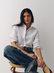 The Set 2 Pack Cotton Oxford Shirts White/Blue Stripe - Image 1 of 6