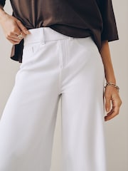 White Jersey Denim Wide Leg Trousers - Image 5 of 8