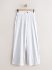 White Jersey Denim Wide Leg Trousers - Image 6 of 8